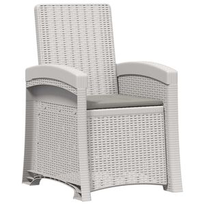 vidaXL Ligstoel in rietenlook Wit en Lichtgrijs PP