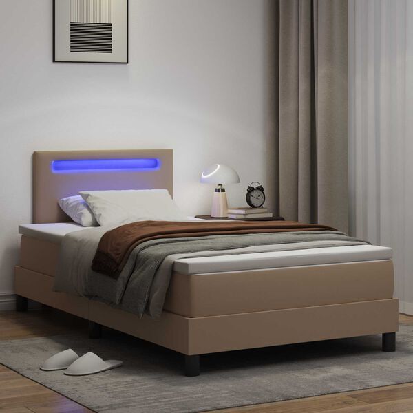 vidaXL Boxspringbed met matras Cappuccino 120 x 190 cm Kunstleer