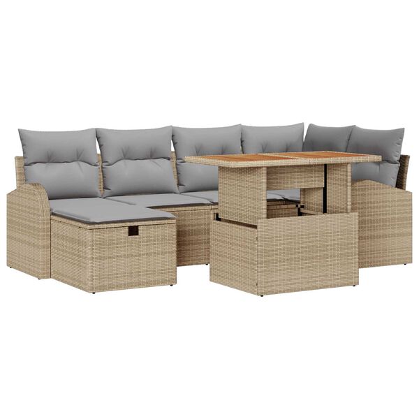 vidaXL Tuin Sofa Set 7 pcs Beige poly rattan