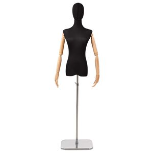 vidaXL Verstelbare mannequin van 165-213 cm met voet Vrouw PP Zwart