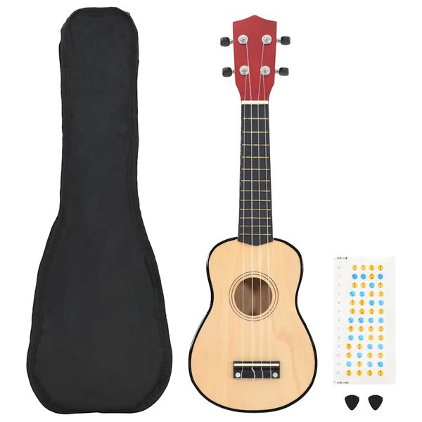 vidaXL Ukuleleset met tas voor kinderen sopraan 21'' lichthoutkleurig