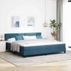 vidaXL LED Box Spring Bed met matras Donkerblauw 200 x 200 cm Fluweel
