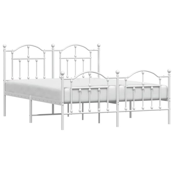 vidaXL Bedframe met hoofd- en voeteneinde metaal wit 140x190 cm