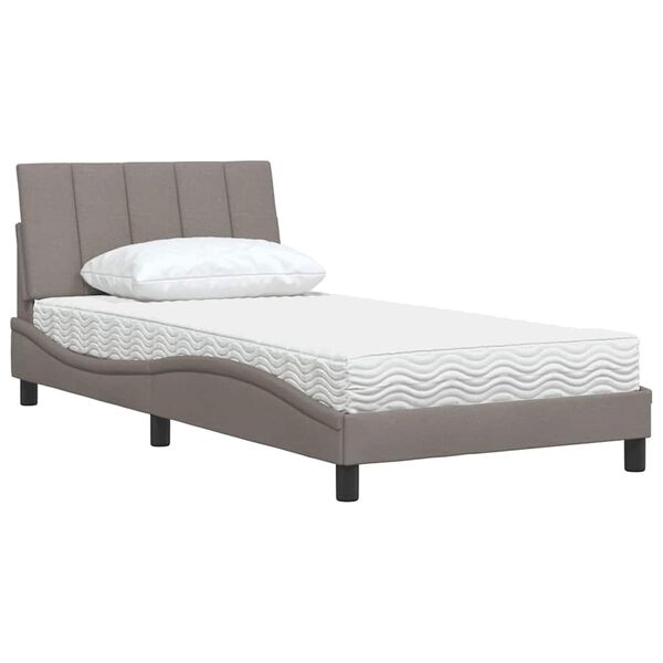 vidaXL Bed met matras "Hanko" stof taupe 100x200 cm