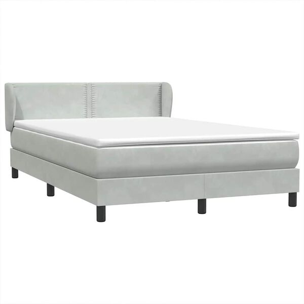 vidaXL Boxspring met matras fluweel lichtgrijs 160x220 cm