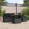 vidaXL Tuinbankenset met kussen met opslag 6 pcs Zwart poly rattan