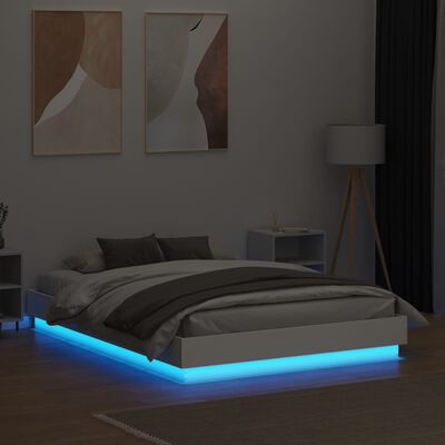 vidaXL Bedframe met LED-verlichting wit 120x190 cm