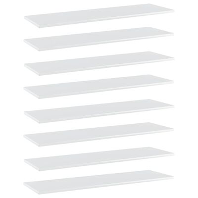 vidaXL Wandschappen 8 st 100x30x1,5 cm spaanplaat hoogglans wit