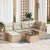 vidaXL Tuin Sofa Set met kussen 7 pcs Beige Poly riet