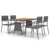 vidaXL 5-delige Tuinset poly rattan grijs
