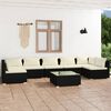 vidaXL 8-delige Loungeset met kussens poly rattan zwart
