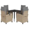 vidaXL 5-delige Tuinset met kussens poly rattan gemengd beige