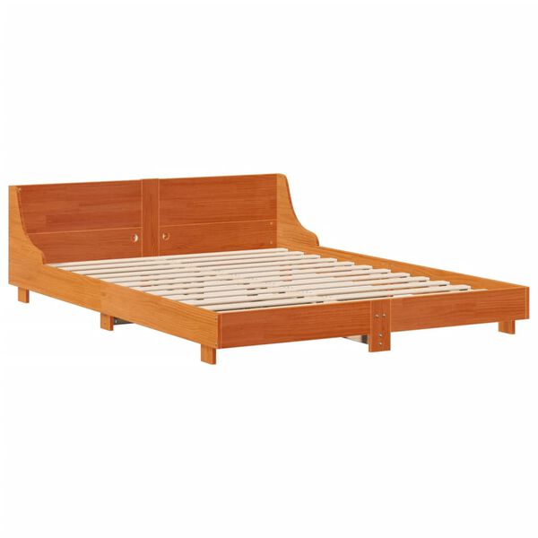 vidaXL Bedframe zonder matras massief grenenhout wasbruin 120x200 cm