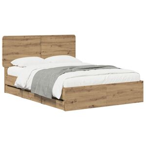 vidaXL Bed Frame with Storage and Headboard Artisan Oak 120 x 200 cm