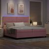vidaXL LED Box Spring Bed met matras Roze 200 x 200 cm Stof