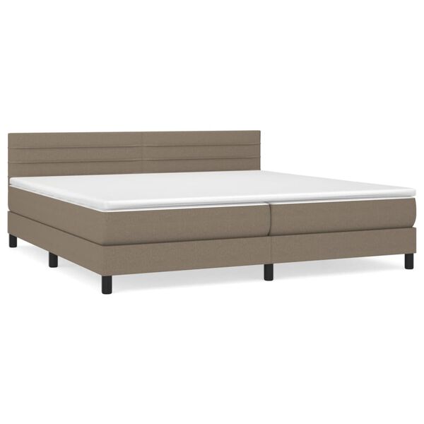 vidaXL Boxspring met matras stof taupe 200x200 cm