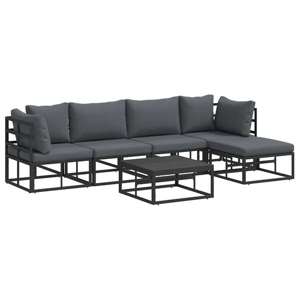vidaXL Tuin Sofa Set met kussen 6 pcs Zwart Aluminium