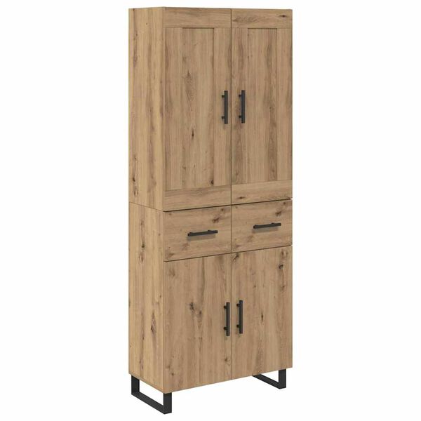 vidaXL Hoge kast Artisan Eiken 69,5 x 34 x 180 cm Bewerkt hout