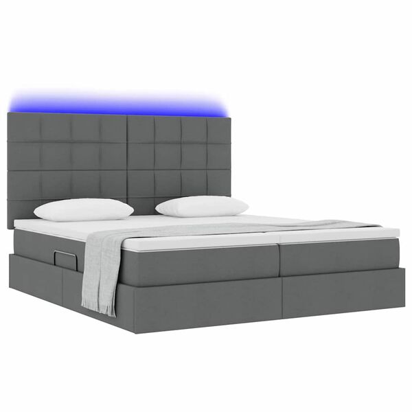 vidaXL Bed met LED-striplichten Donkergrijs 180 x 200 cm Stof
