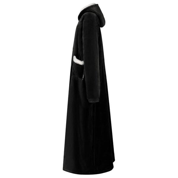 vidaXL Deken hoodie Zwart L Fleece en Flanel