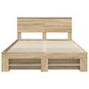 vidaXL Bedframe met hoofdeinde Sonoma Eiken 140 x 200 cm Bewerkt hout