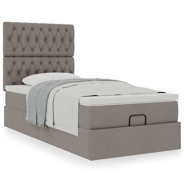 vidaXL Ottoman bed met matras 90x190cm stof taupe