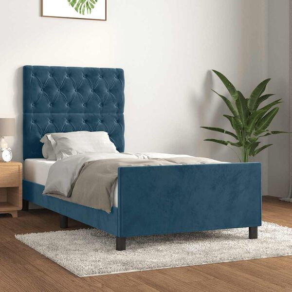 vidaXL Bedframe zonder matras 80x200 cm fluweel donkerblauw