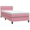 vidaXL Boxspring met matras en LED fluweel roze 100x210 cm