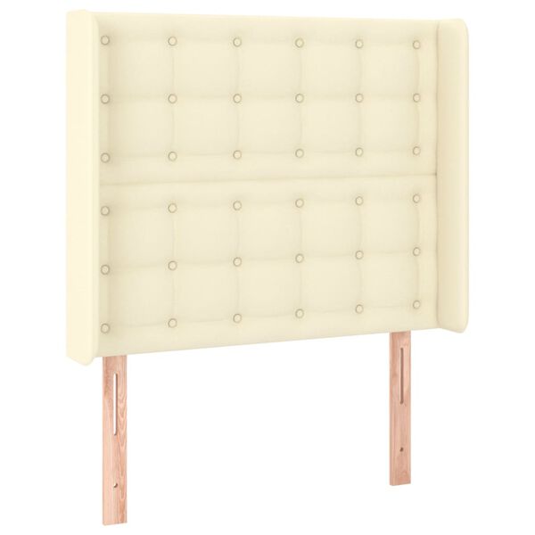 vidaXL Hoofdbord met randen 103x16x118/128 cm kunstleer cr&egrave;mekleurig