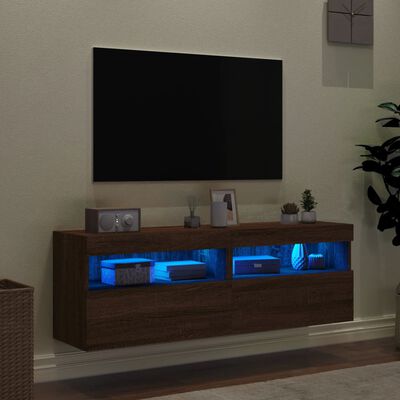 vidaXL Tv-wandmeubels met LED-verlichting 2 st 60x30x40 cm bruineiken