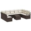 vidaXL Tuinbankenset met kussen 10 pcs Bruin en Cr&egrave;me poly rattan