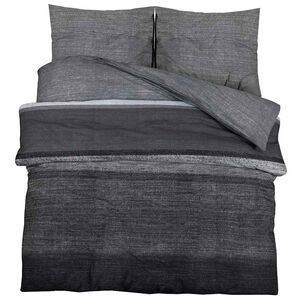 vidaXL Dekbedovertrekset 260x240 cm katoen donkergrijs en zwart