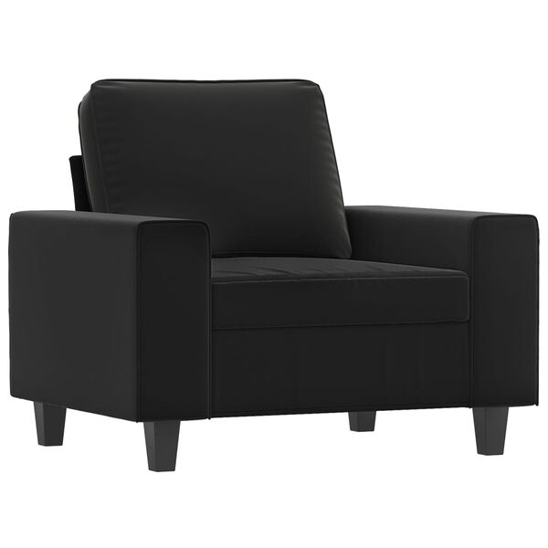 vidaXL Fauteuil met voetenbank 60 cm microvezelstof zwart
