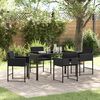 vidaXL Tuin eettafelset met kussen 5 pcs Zwart poly rattan
