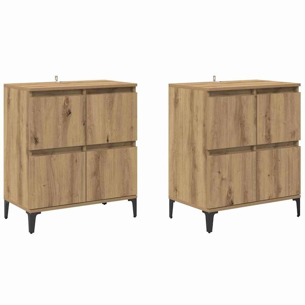 vidaXL Dressoirs 2 pcs Artisan Eiken 60 x 35 x 70 cm Bewerkt hout