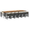 vidaXL 13-delige Tuinset met kussens poly rattan zwart