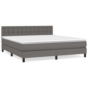 vidaXL Boxspring met matras kunstleer grijs 180x200 cm