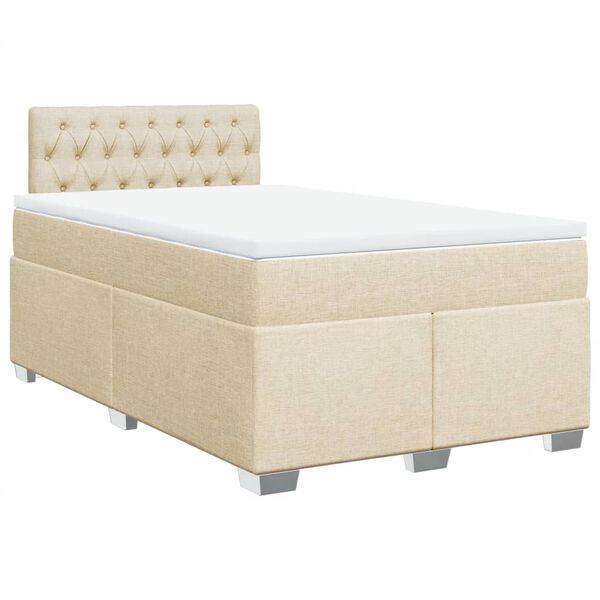 vidaXL Boxspring met matras stof cr&egrave;mekleurig 120x200 cm