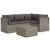 vidaXL 5-delige Loungeset met kussens poly rattan grijs