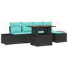 vidaXL Tuin Eetset 6 st Zwart en Blauwgroen