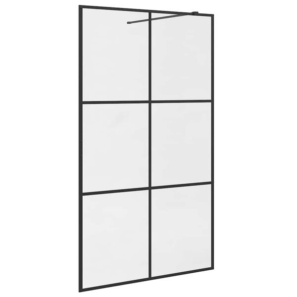 vidaXL Inloopdouchewand 115x195 cm ESG-glas transparant en zwart