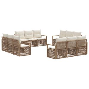 vidaXL Tuinbankenset 12 pcs Beige poly rattan
