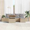vidaXL Tuin Sofa Set met opslag 6 pcs Beige Poly riet