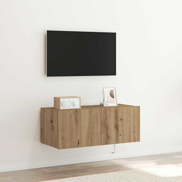vidaXL TV Wandkast Artisan Eiken 80 x 35 x 31 cm Bewerkt hout
