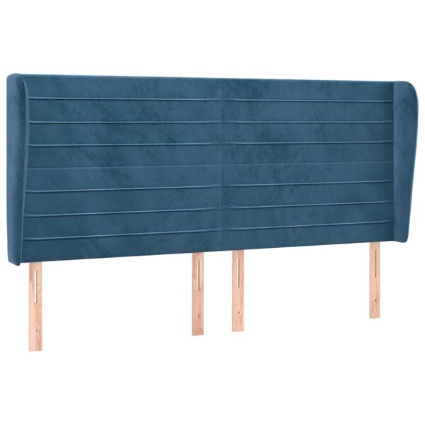 vidaXL Hoofdbord met randen 163x23x118/128 cm fluweel donkerblauw