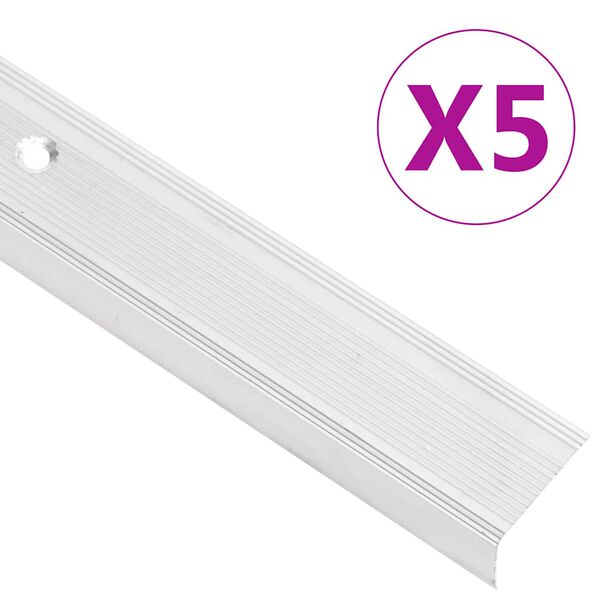 vidaXL Trapneuzen L-vormig 5 st 90 cm aluminium zilverkleurig