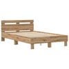 vidaXL Bedframe artisanaal eikenkleurig 135 x 190 cm Bewerkt hout