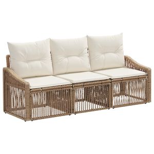 vidaXL Tuinbankenset 3 st Beige poly rattan