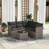vidaXL 6-delige Loungeset met kussens poly rattan grijs