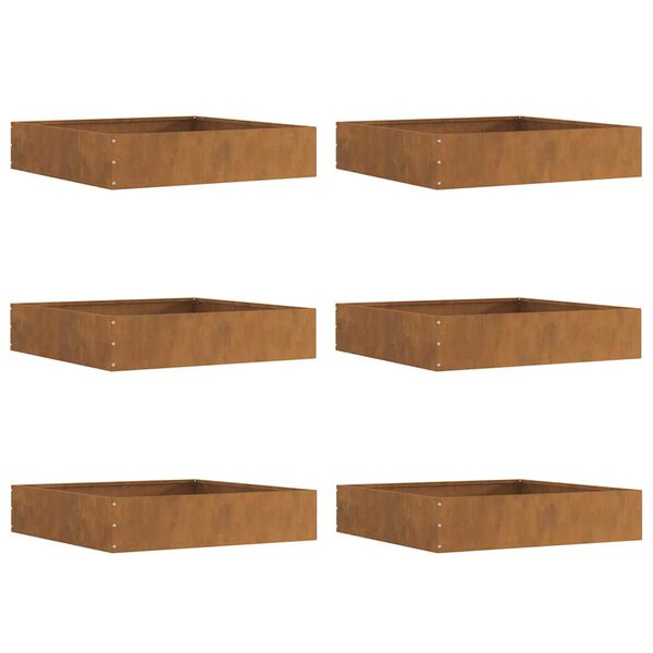 vidaXL Tuinrand 6 pcs Roestig 60 x 60 x 13 cm Cortenstaal